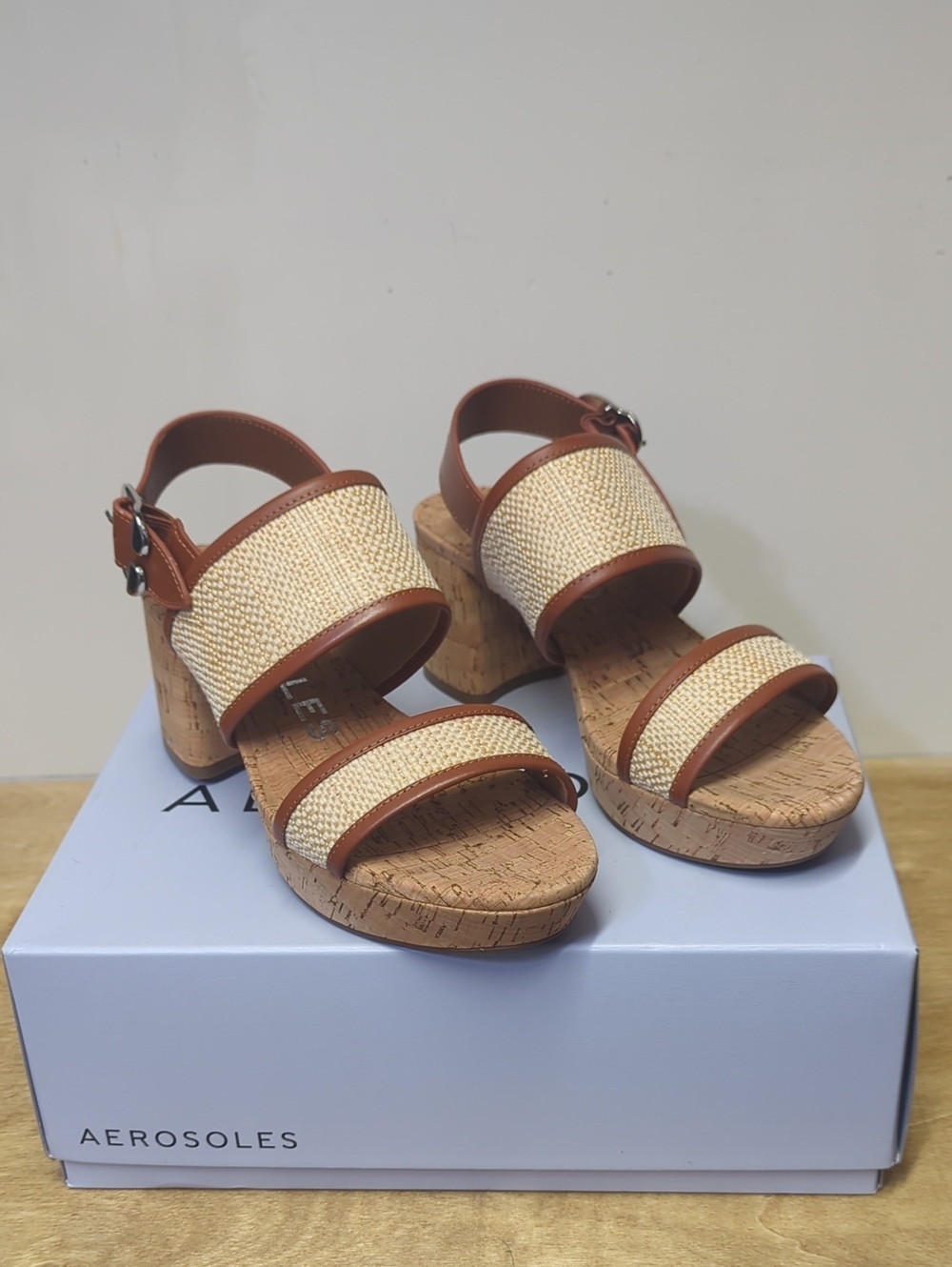 AEROSOLES Camera sand Raffia Sandal